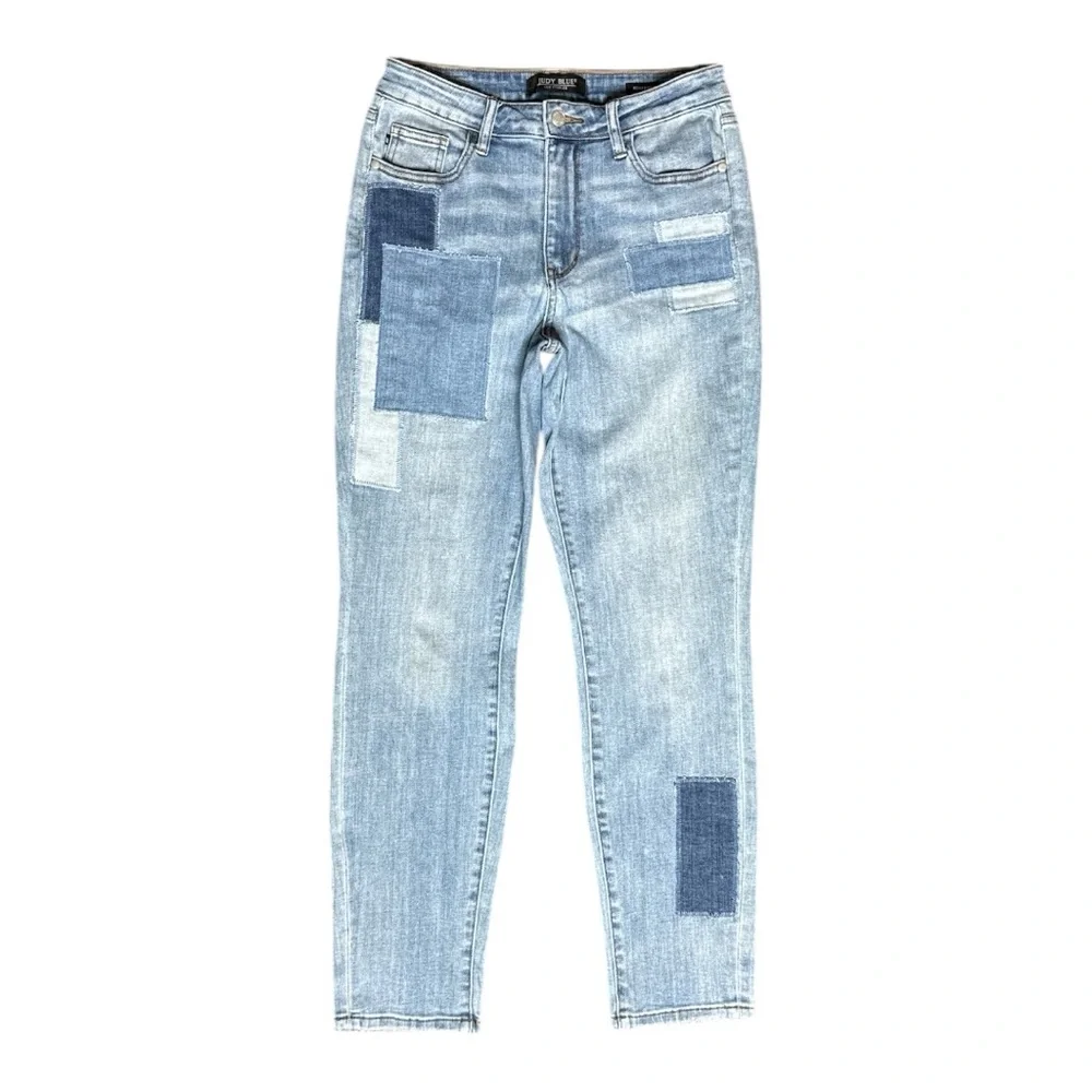 JUDY BLUE HIGH WAIST STRETCH PATCHWORK BOYFRIEND SKINNY JEANS STYLE #JB88499